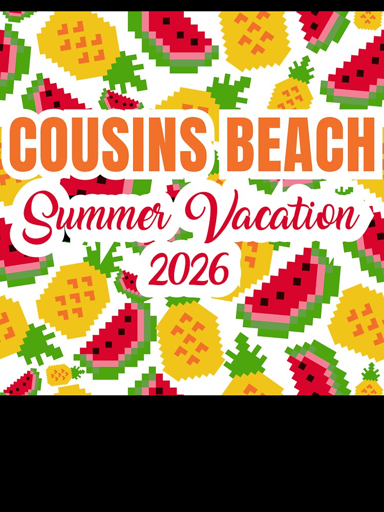Cousins Beach Summer Vacation 2026 Pixel Art Fruit Pattern by PixelWaveBD