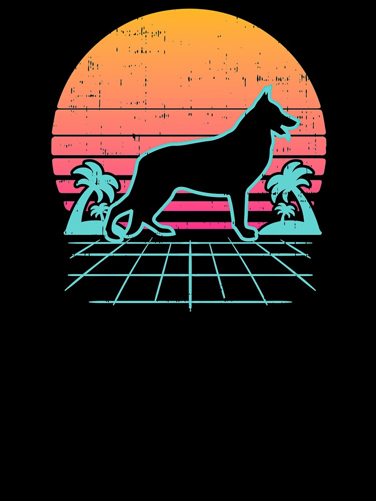 Vaporwave Art - German Shepherd Aesthetic 80s Dog Japanese by Hitagivapor