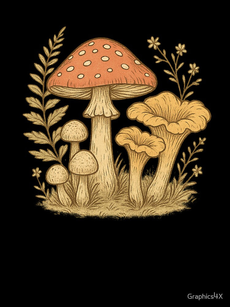 Cottagecore Mushroom Botanical Vintage Aesthetic Design by Graphics4X