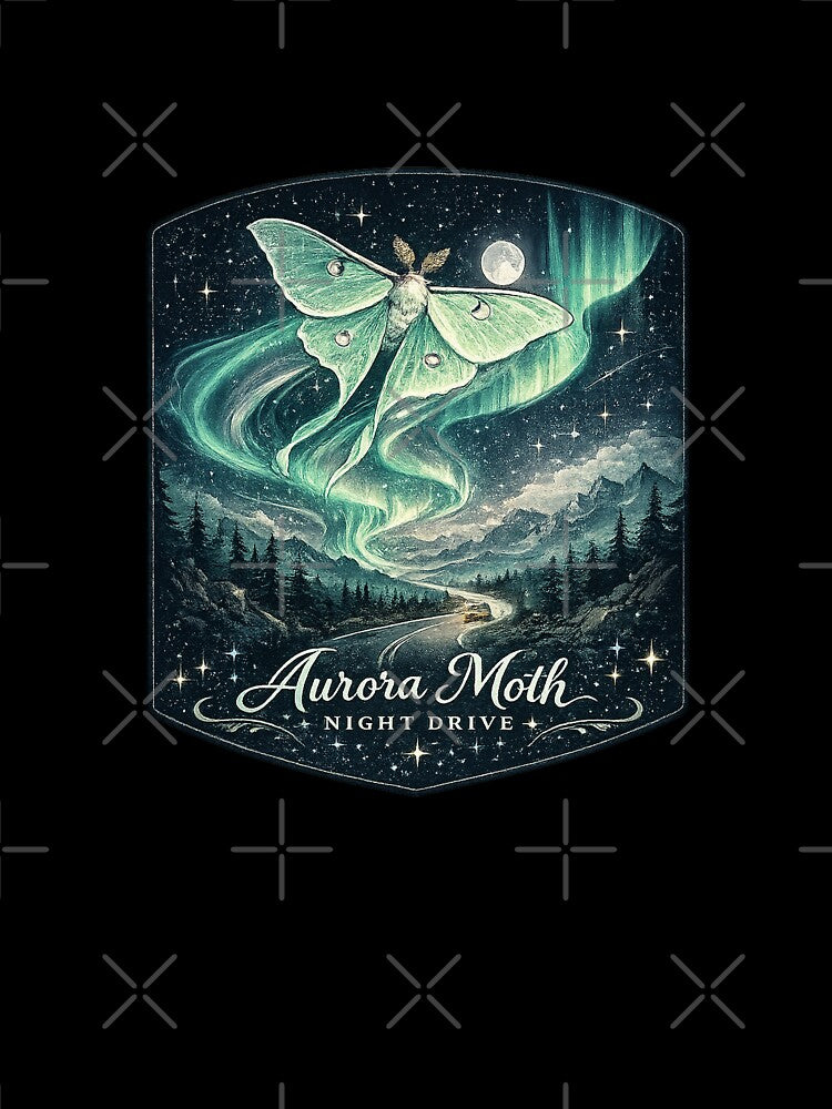 Aurora Moth Night Drive Celestial Summer Stargazing Art by Bratak