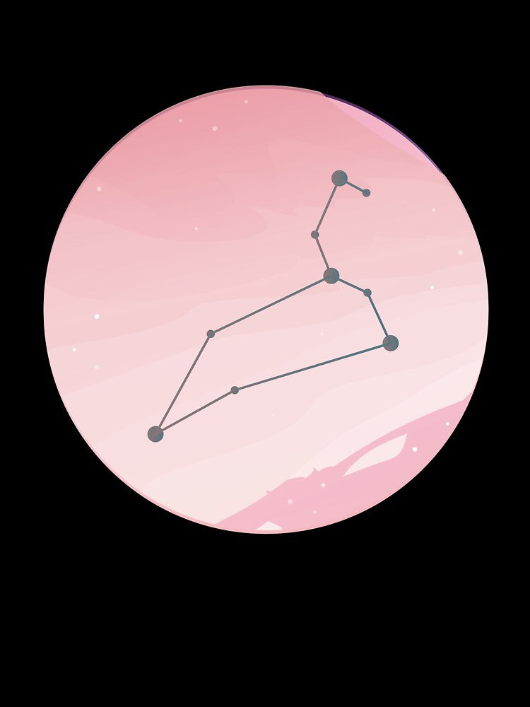 Leo Constellation Art in Peach Red Background Zodiac Element Colors by igashi