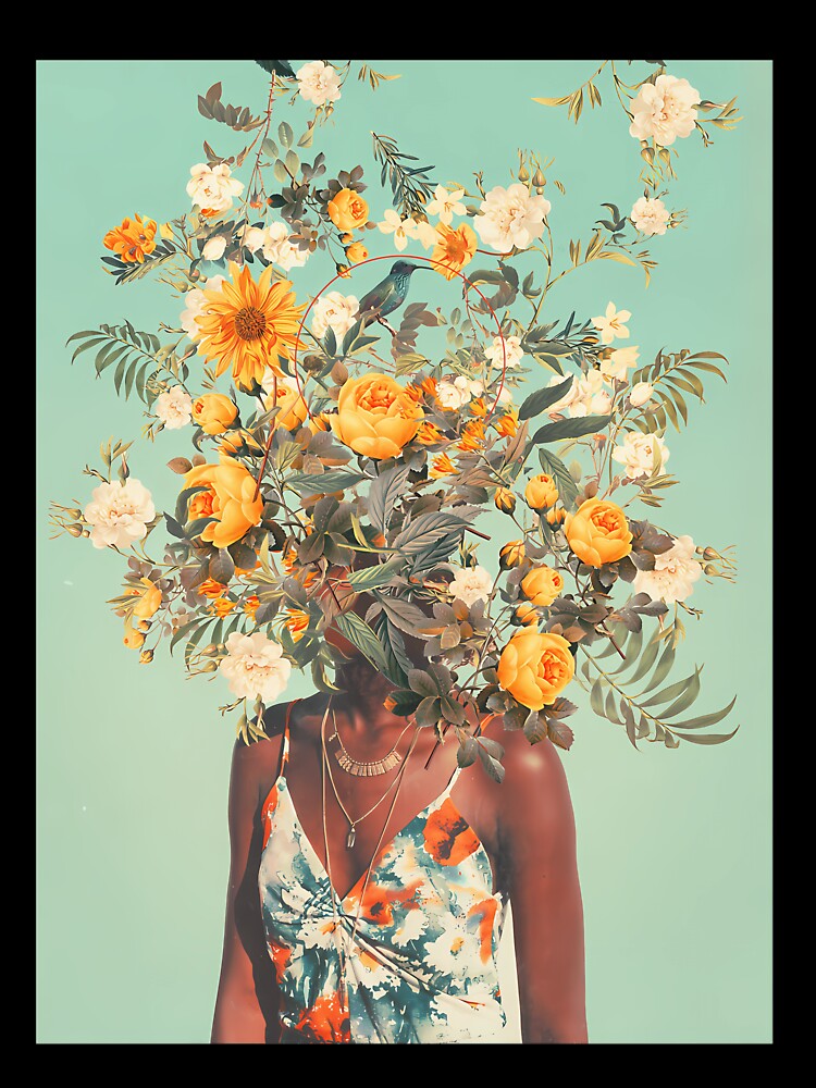Vintage Floral Vase Surreal Portrait Art by ugmrbhbm6