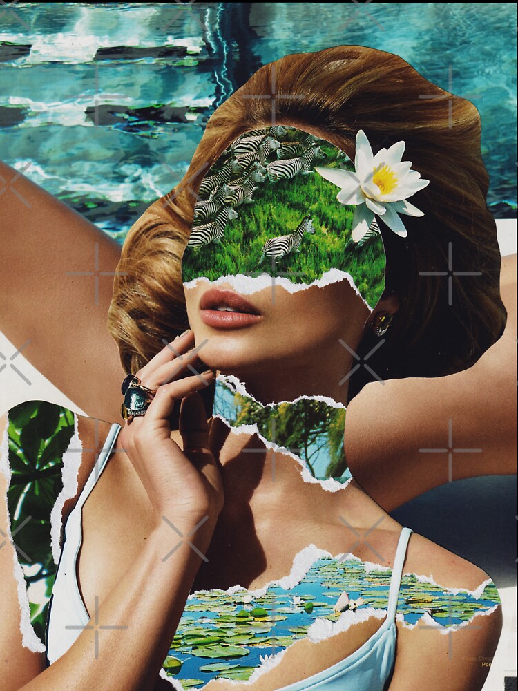 Surreal handmade collage "Zebra Girl" by Everna-more