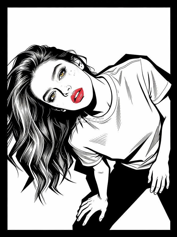 Intense Leaning Intensity - B&W Girl Portrait by Azerof