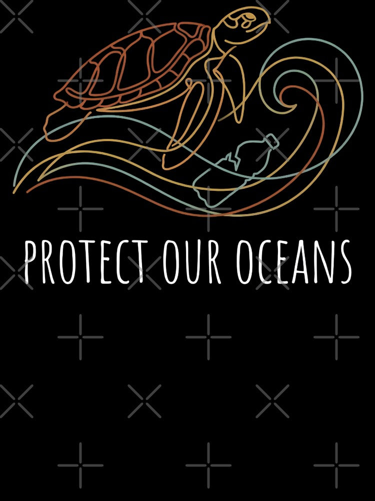 Protect Our Ocean Sea Turtle Line Art hand drawn minimalist marine life by chattsuede