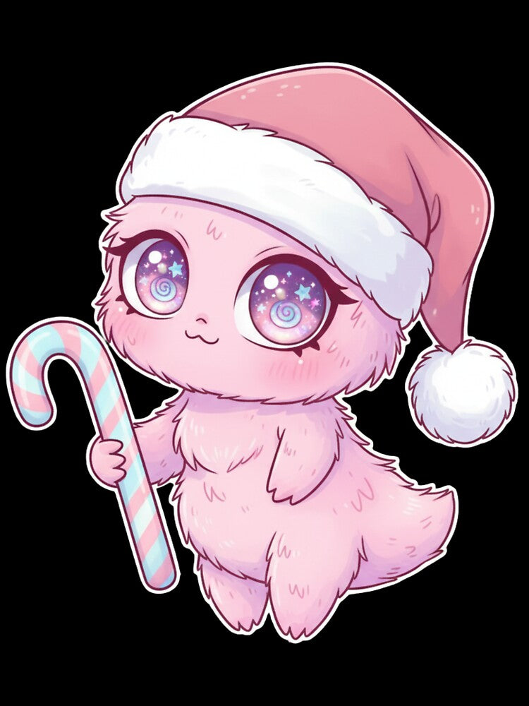 Cute Pink Monster Girl Christmas Kawaii Art by Artistic Vibes Art