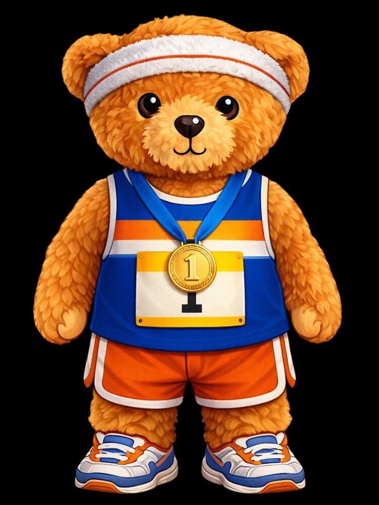 Cute Champion Marathon Runner Teddy Bear with Gold Medal ? by CuteBear87