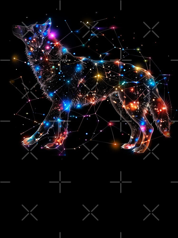 Constellation Wolf T-Shirt – Celestial Galaxy Wolf Design by PSYNOVA