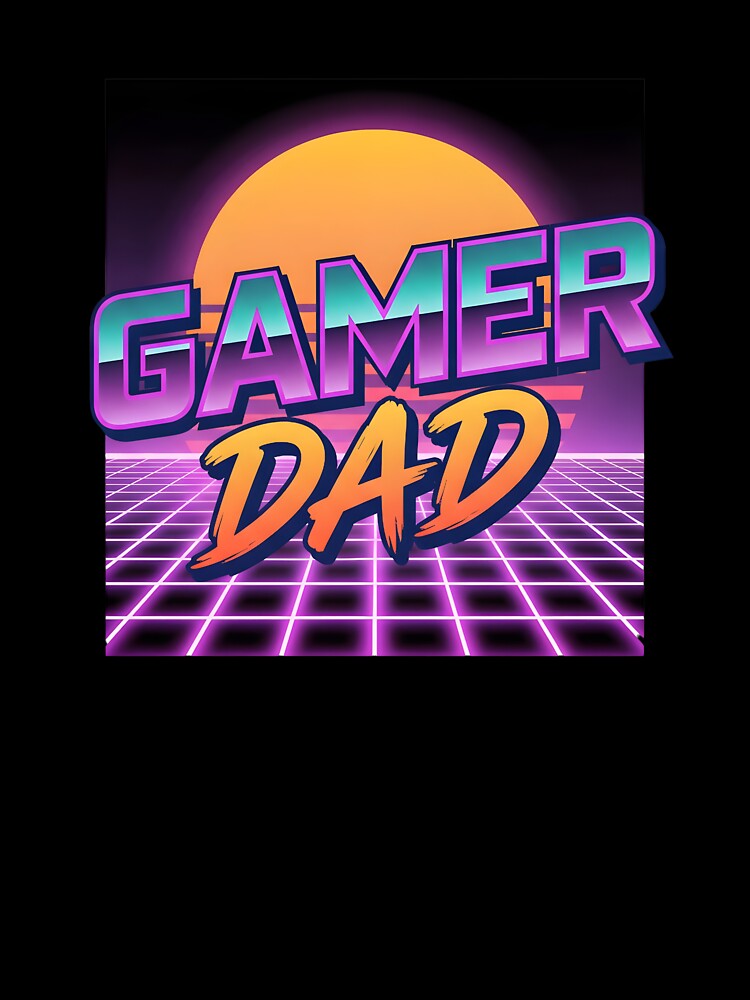 Gamer Dad - Vintage Vaporwave Sunset & Grid by Kalit Designs