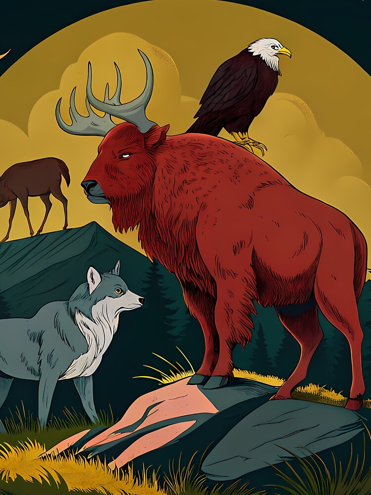 American Wildlife Illustrations Animal Art Nature Creature by ART ATTACK ZONE