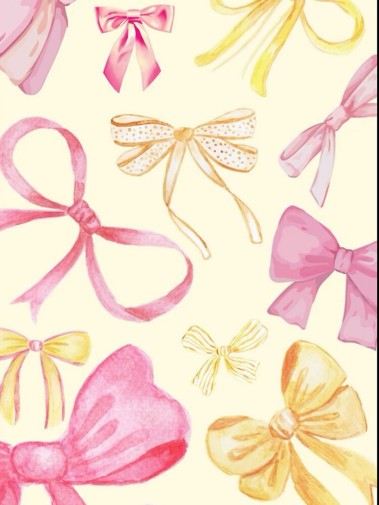 Yellow Pink Bow Coquette Abstract Print Cute Soft by DALdesignstore
