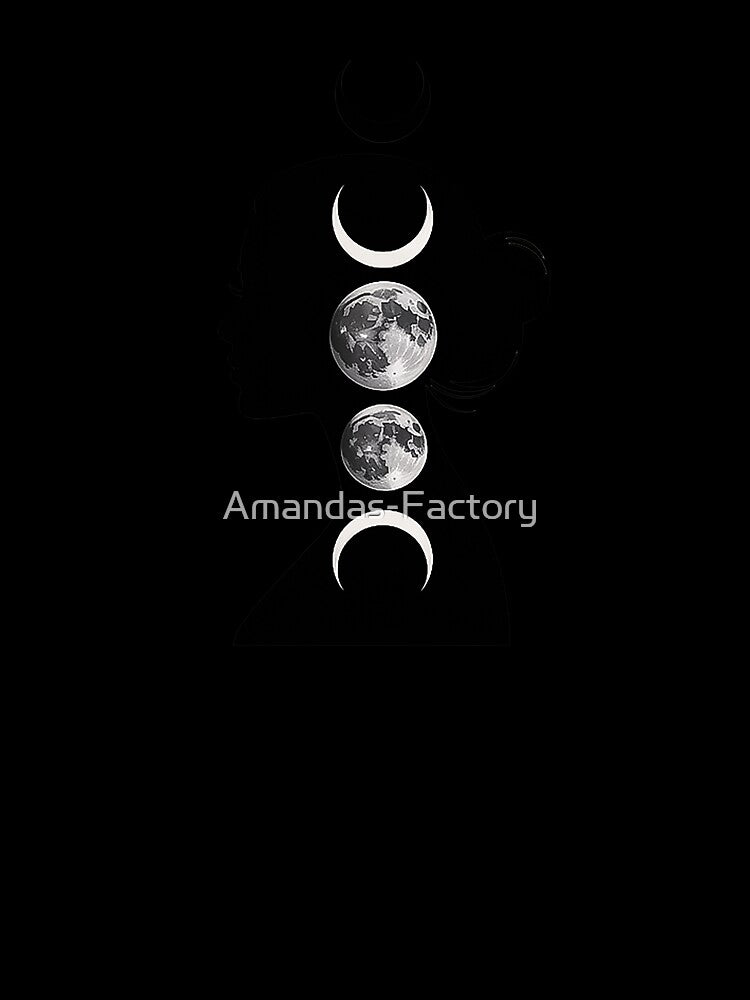 Moon Phases Woman Silhouette Minimal Mystic Art Design by Amanda's Factory