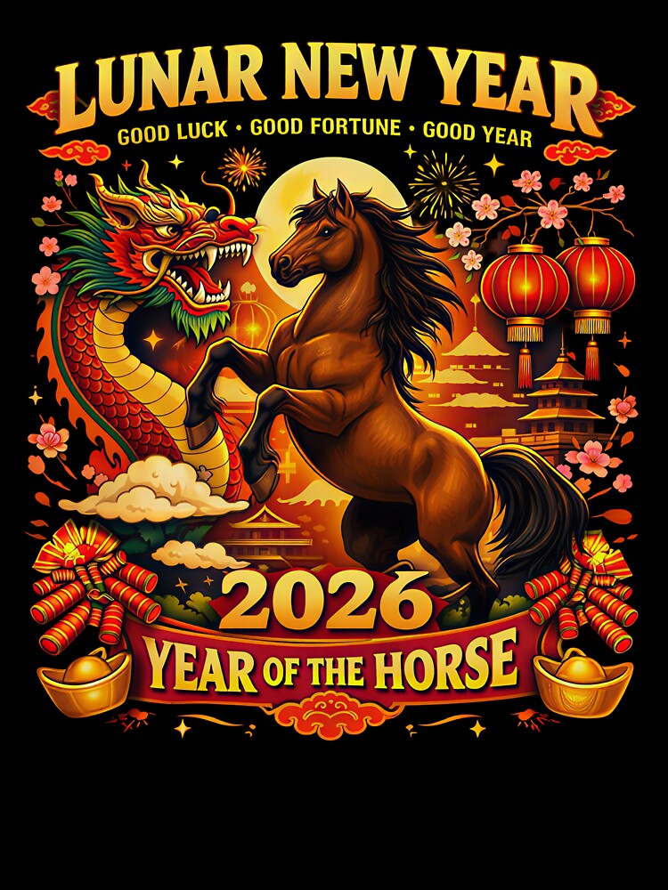 2026 Lunar New Year T-Shirt - Year of the Horse Chinese New Year Lucky Dragon Design by UrbanEchoHub