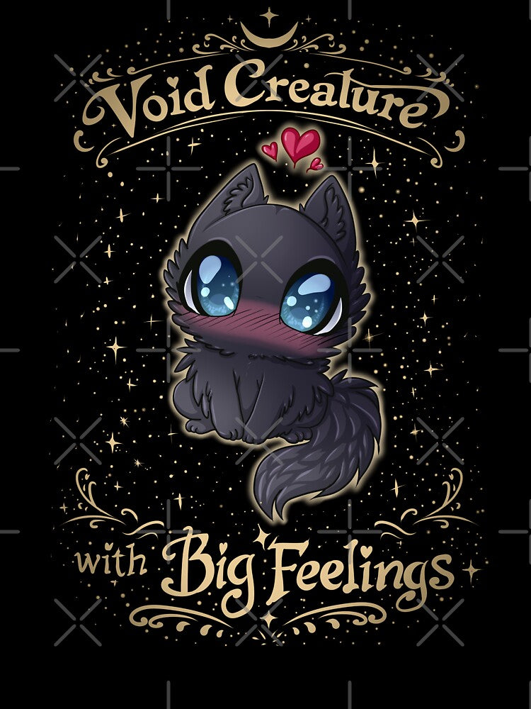 Void Creature With Big Feelings Cat Shirt - Neurodivergent Humor - Chaotic Black Cat Goth Graphic - Alt Gamer Meme by ZomBPoofy
