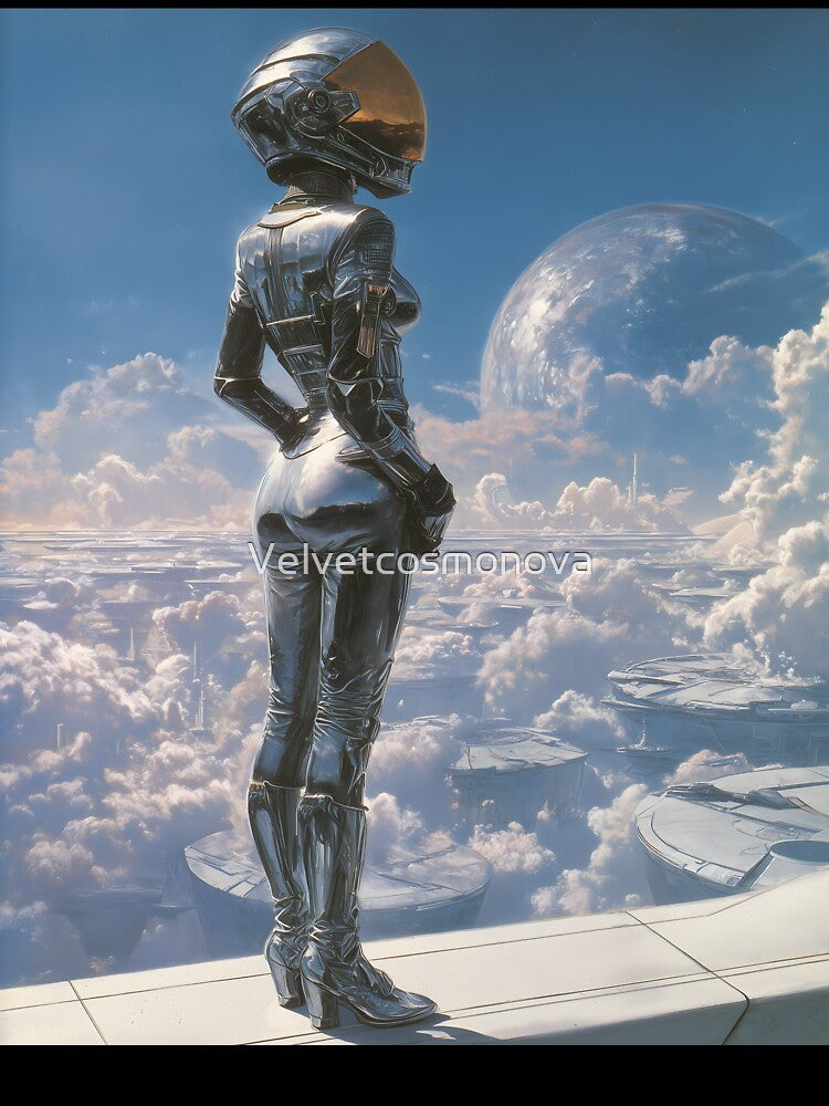 Futuristic Chrome Woman Poster | Retrofuturism Sci-Fi Art | Space Age Wall Decor 3 by Velvetcosmonova