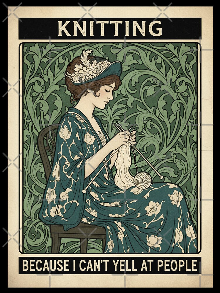 Knitting in Silence – Vintage Introverted Humor by HeyHas