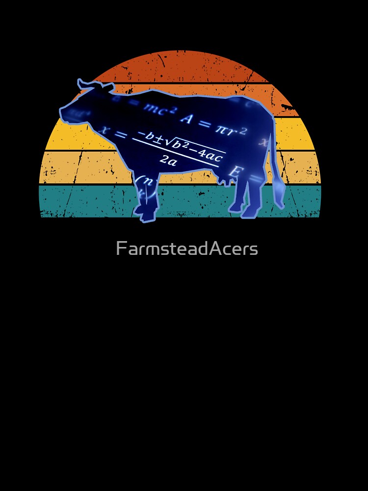Black version of Blue Cow with Vintage sunset "Cow-Culator" jokes Funny colorful cow puns Calculator by FarmsteadAcers