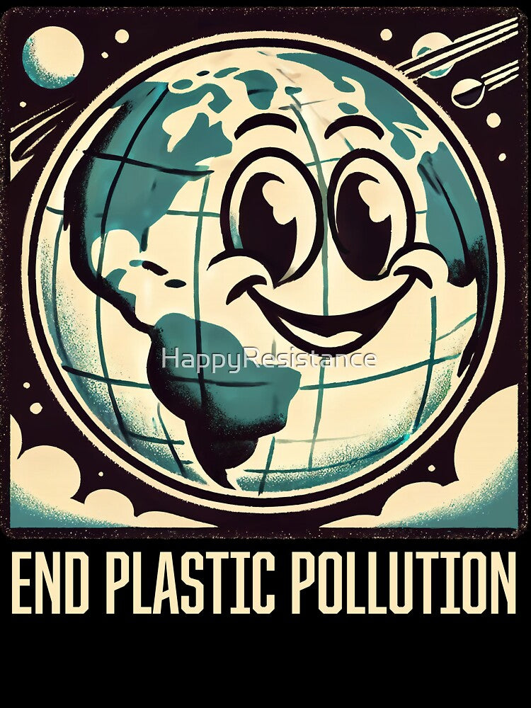 Retro "End Plastic Pollution" Earth Design - Eco-Friendly by HappyResistance