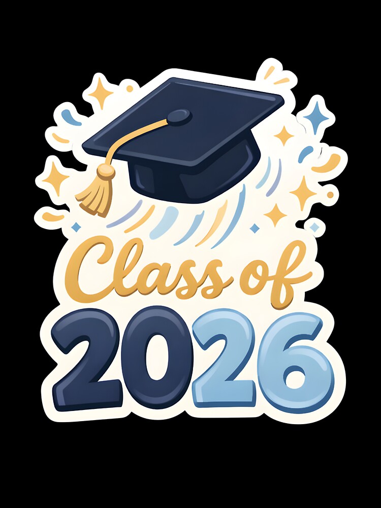 Class of 2026 Graduation Cap Sticker with Confetti Celebration Design by FestivityFinds