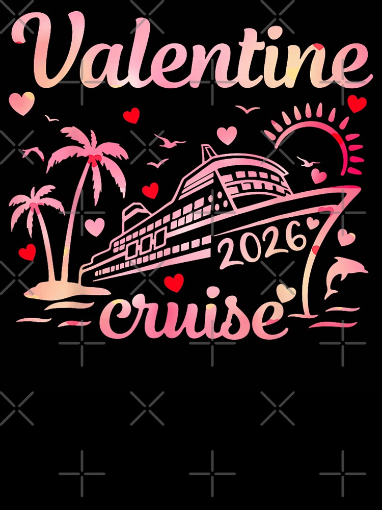 Valentine Cruise 2026 Tropical Vacation With Palm Trees And Heart Sunset by TiaraHans