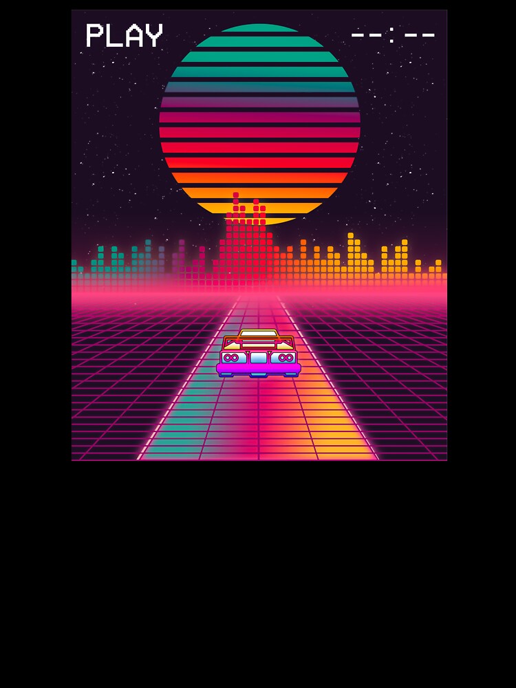 Vaporwave Art - Japanese Retro 80s Fast Car in Outrun Synthwave Cyberpunk Sunset by Hitagivapor