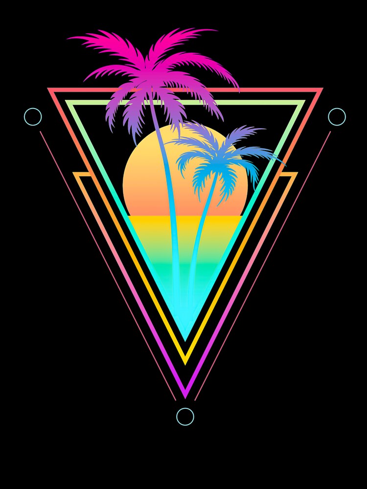 Retro 1980s 1990s Vaporwave Palm Trees Sunset Beach Surf Art by Hitagivapor