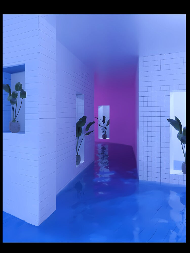 Eerie Blue Liminal Space Hallway by pmthjvoo74