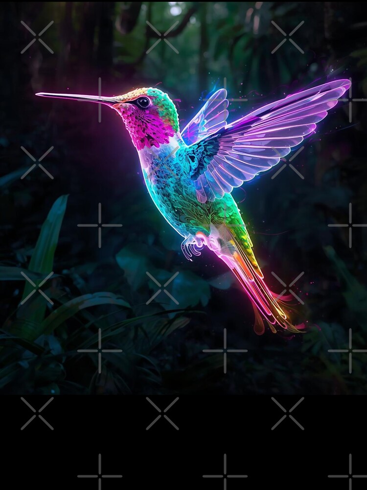 Neon Hummingbird Surreal Fantasy by Drinkfanity
