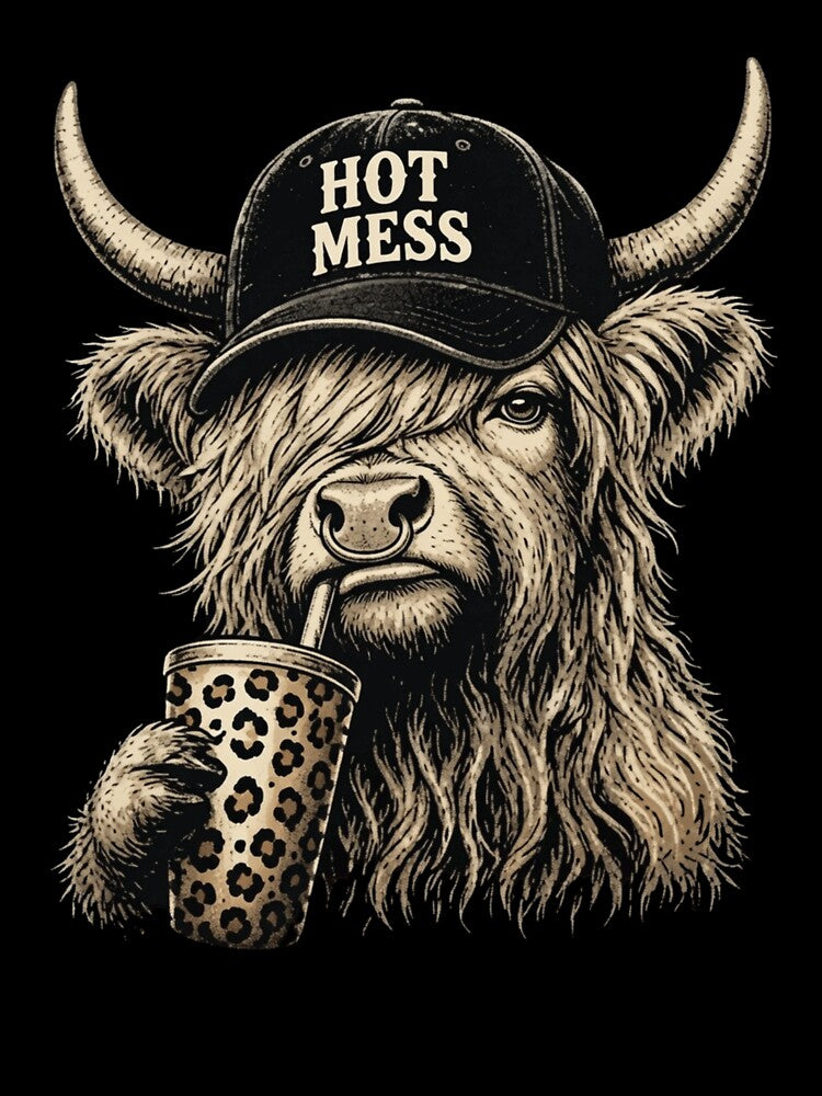Sassy Highland Cow Hot Mess Iced Coffee Vintage by haitrieuic96