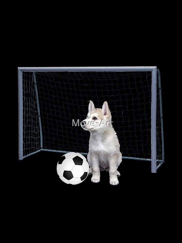 Husky Puppy Dog - Football soccer goal by Move-Art