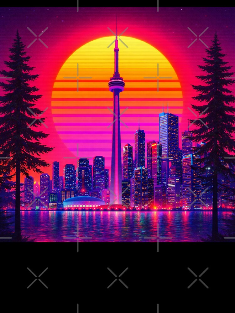 Neon Toronto Skyline Retro Sunset Vaporwave Cityscape by SeriouslyArtistical