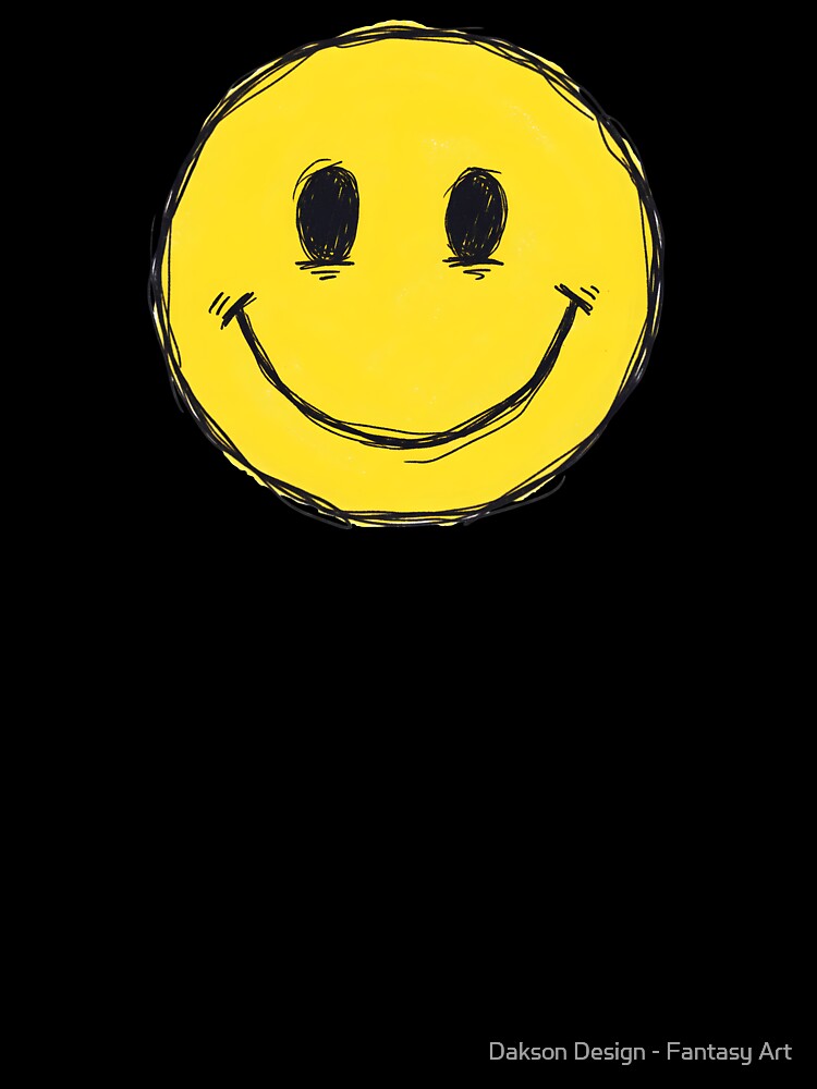 Sketchy Yellow Smiley Face - Hand Drawn Marker Doodle by Dakson Design - Fantasy Art