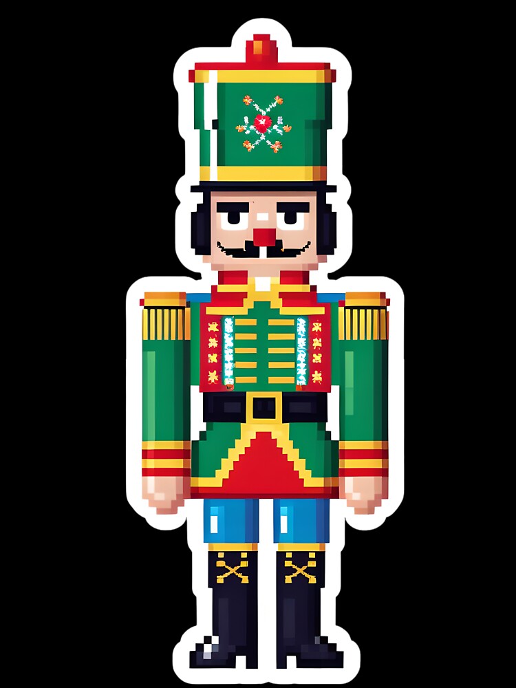 Cute Pixel Nutcracker Soldier in Festive Uniform by BankMano