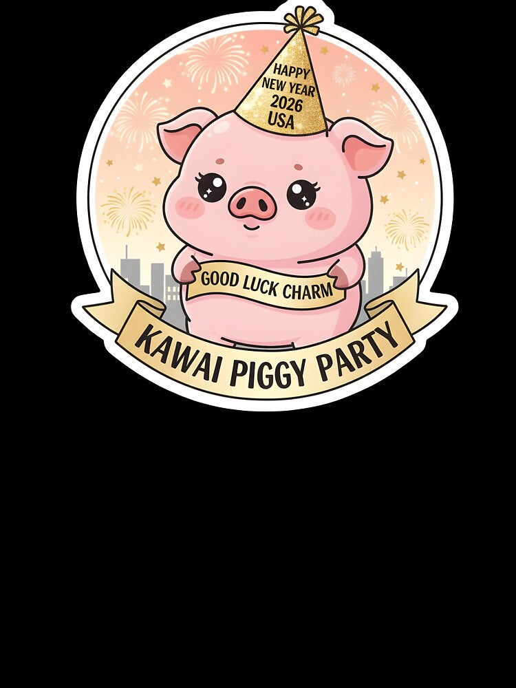 Kawaii New Year Piggy 2026 USA Celebration Sticker by arup7980