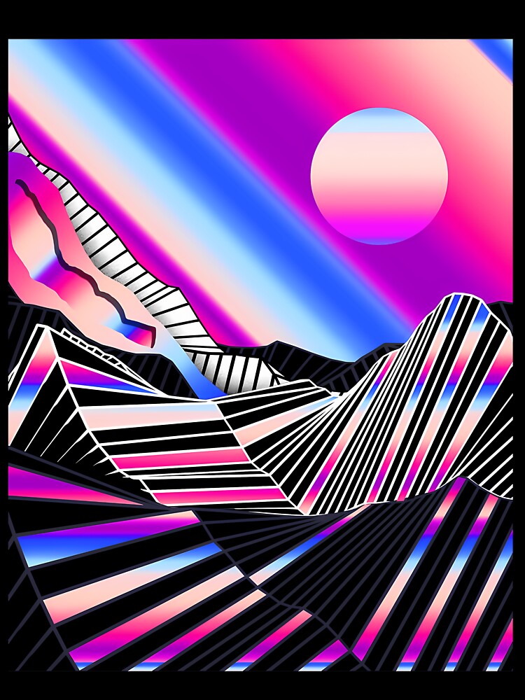 Abstract Synthwave Piano Keys Retro Sunset by xuxqhpbmr34