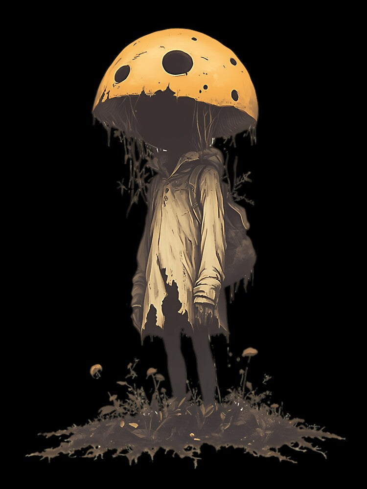 Surreal Mushroom-Human Hybrid Dark Fantasy Art by mesihdeanda3