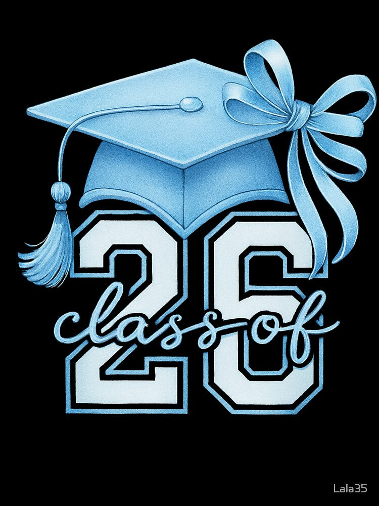 blue coquette senior 2026 girls graduation shirt by Lala35