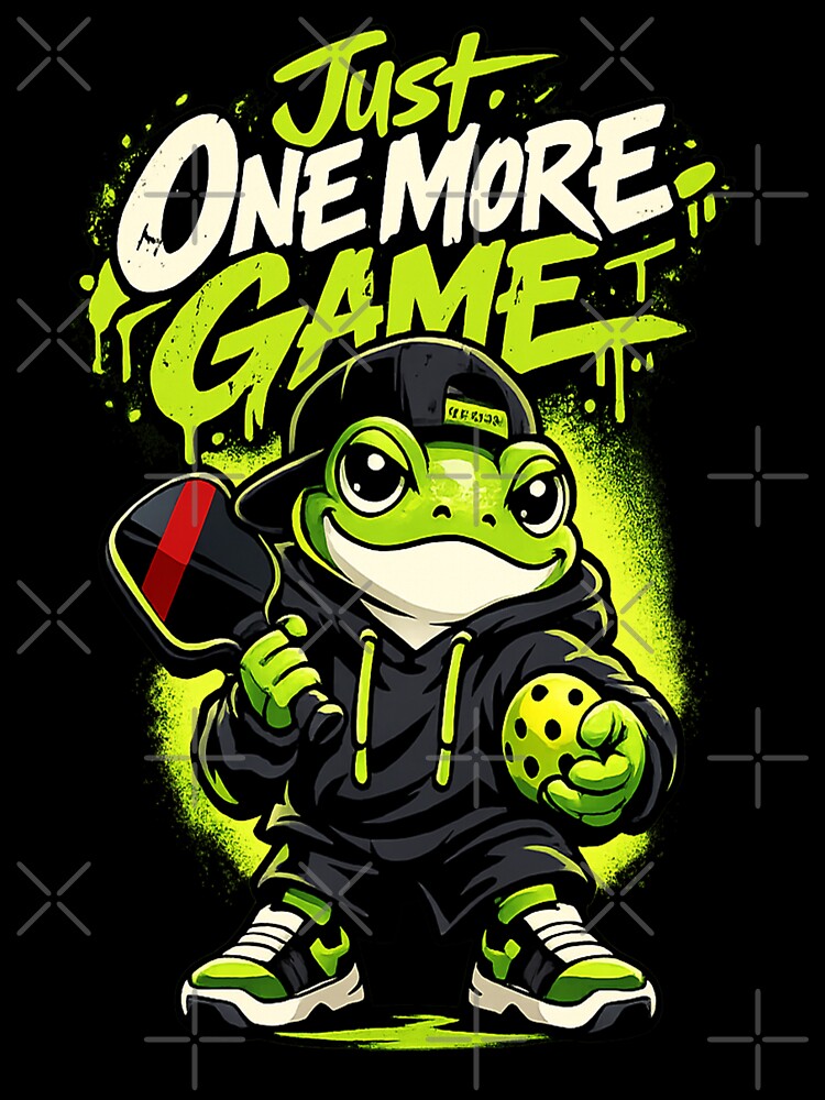 Just One More Game Frog Pickleball Neon Art by Xemora