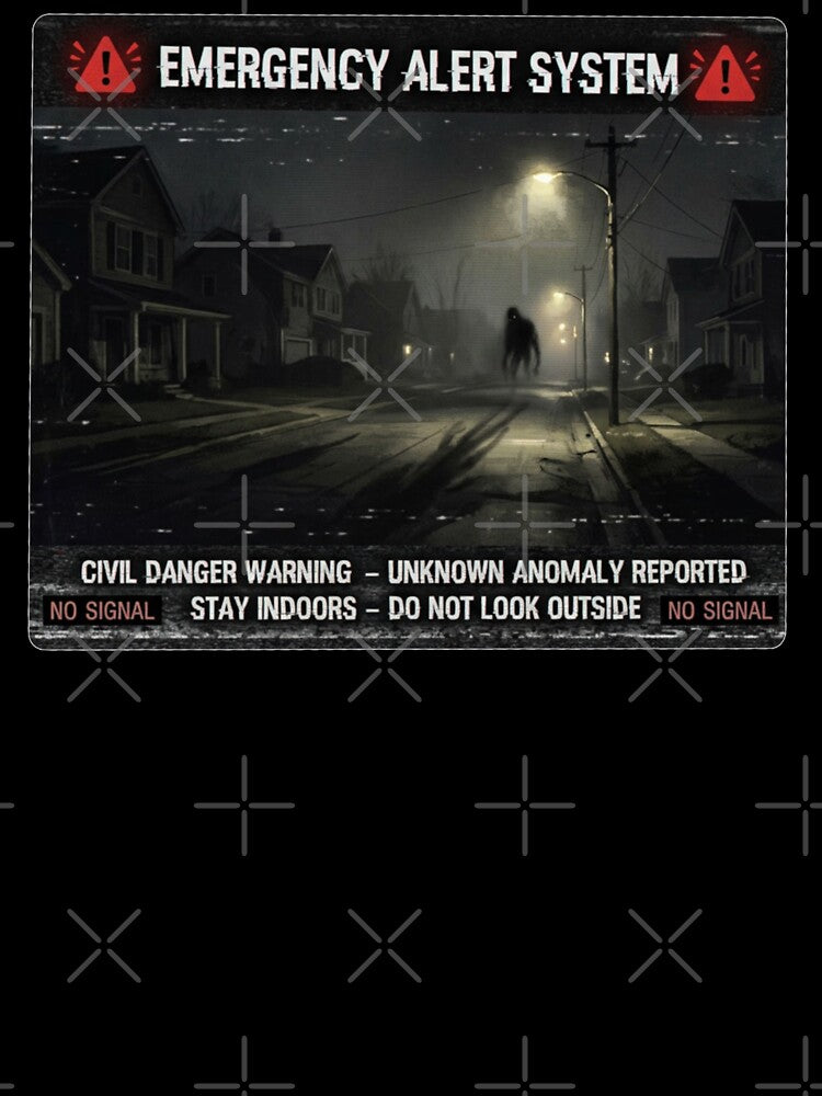 Emergency Alert System Horror – Analog Surveillance Anomaly Warning Design by PLUSHIWORLDtm