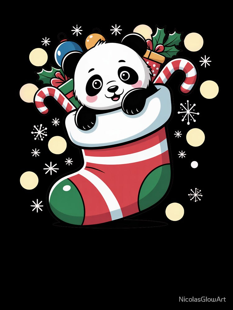 Panda in Christmas Stocking by NicolasGlowArt