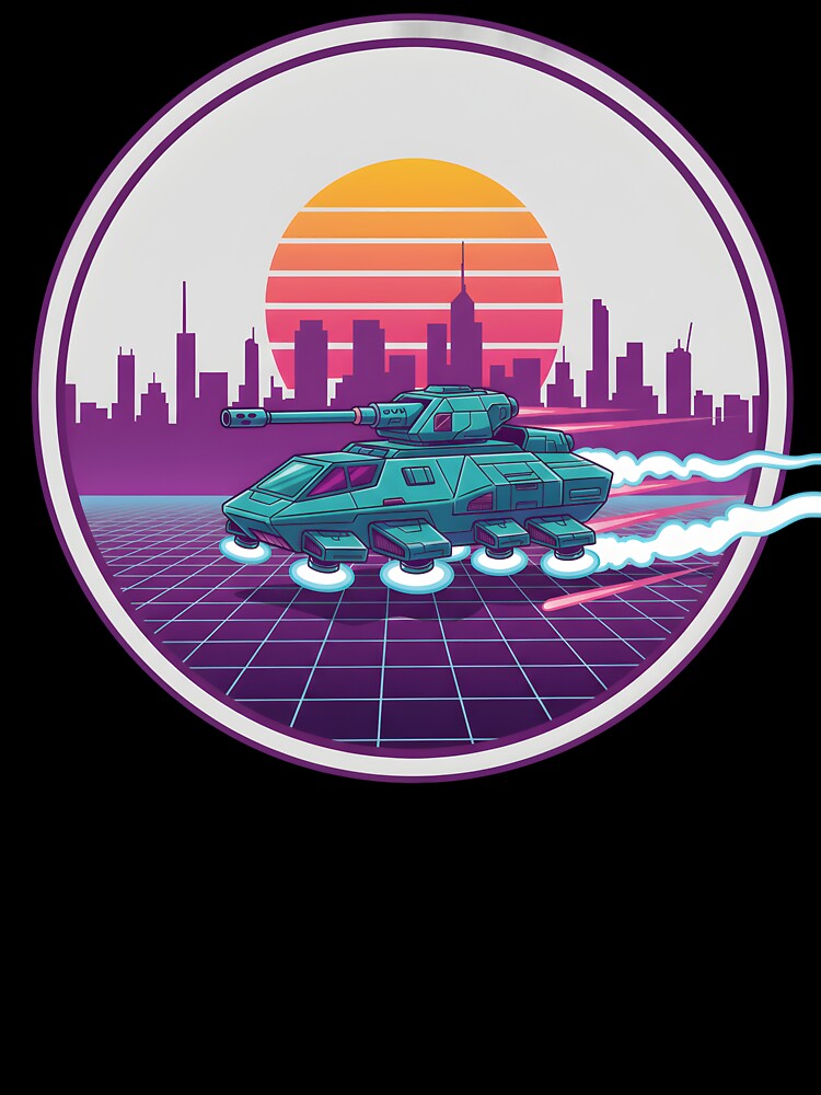 Retro Futuristic Hover Tank Neon Sunset Cyberpunk Style. by The-T-In-Retro