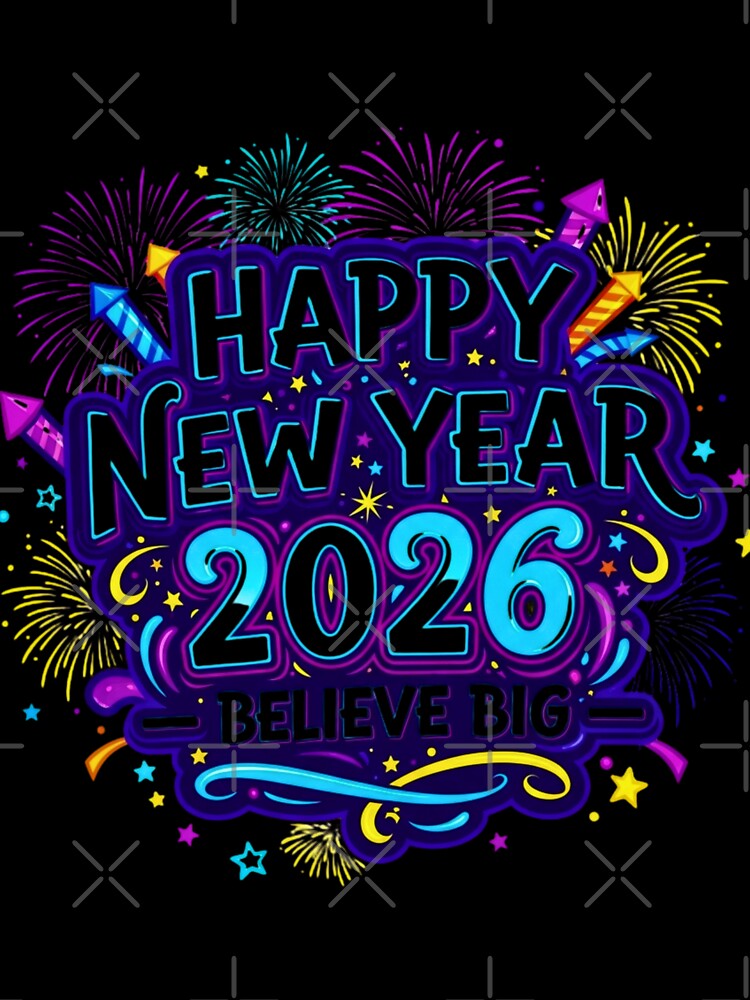 Vibrant Happy New Year 2026 Celebration Design - Believe Big Fireworks by lojadpop