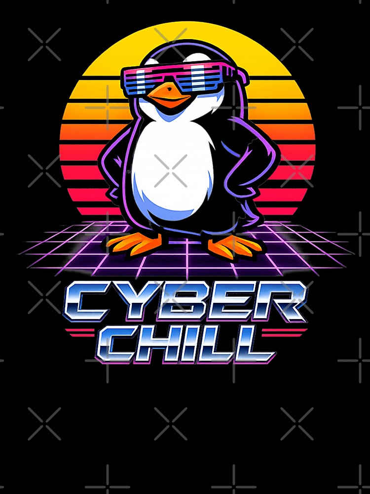 Synthwave Penguin Retro 80s Sun Grid Vaporwave Aesthetic by UnivStore