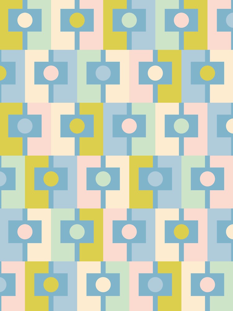 Mid Century Modern Rektangel Geometric Pattern in Pastel Blue Pink Chartreuse by kierkegaard
