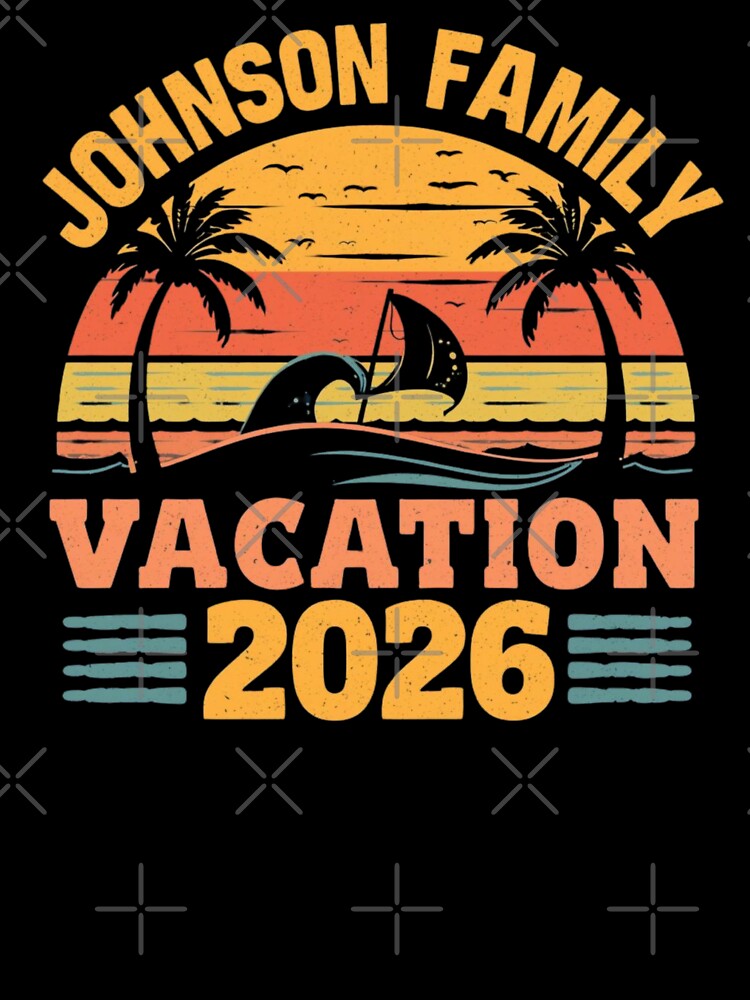 Johnson Family Vacation 2026 Retro Beach Sunset by EchoPrint Co.