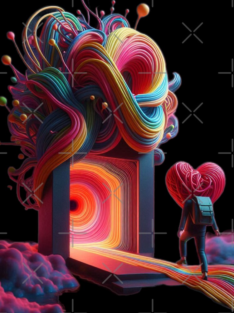 Twisted Hearts Surreal Heart Character Walking into Portal by LujziWorld