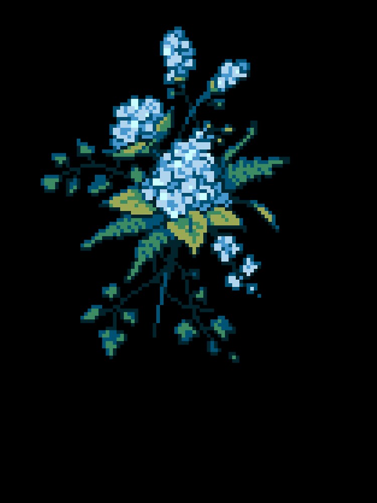 Pixel Floral - Arrangement in Blue (light) by theCatghost