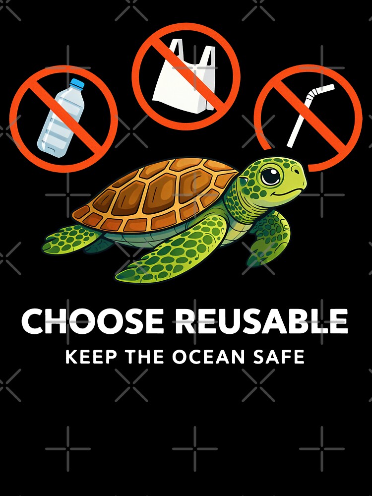 No Plastic Sea Turtle Ban Single Use Plastic Eco Art by zoughlal