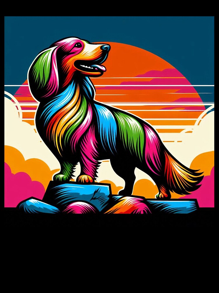 Neon Dachshund – Retro Sunset Design by Dogandesighn