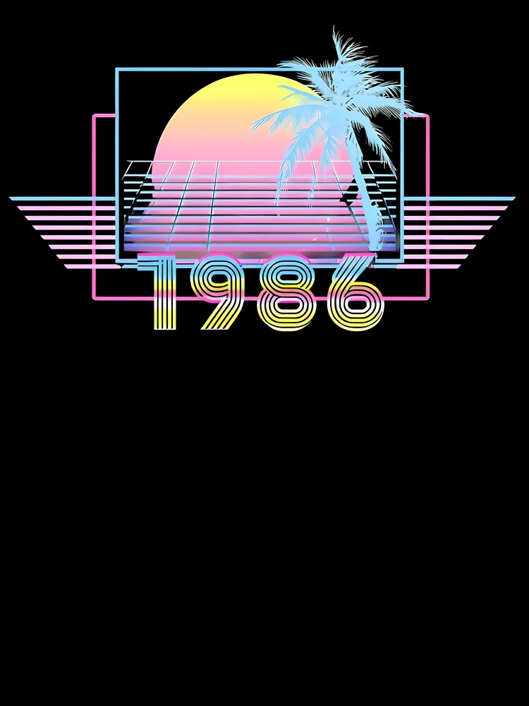1986 Retro Wave Sunset Artwork by District 7 Designs